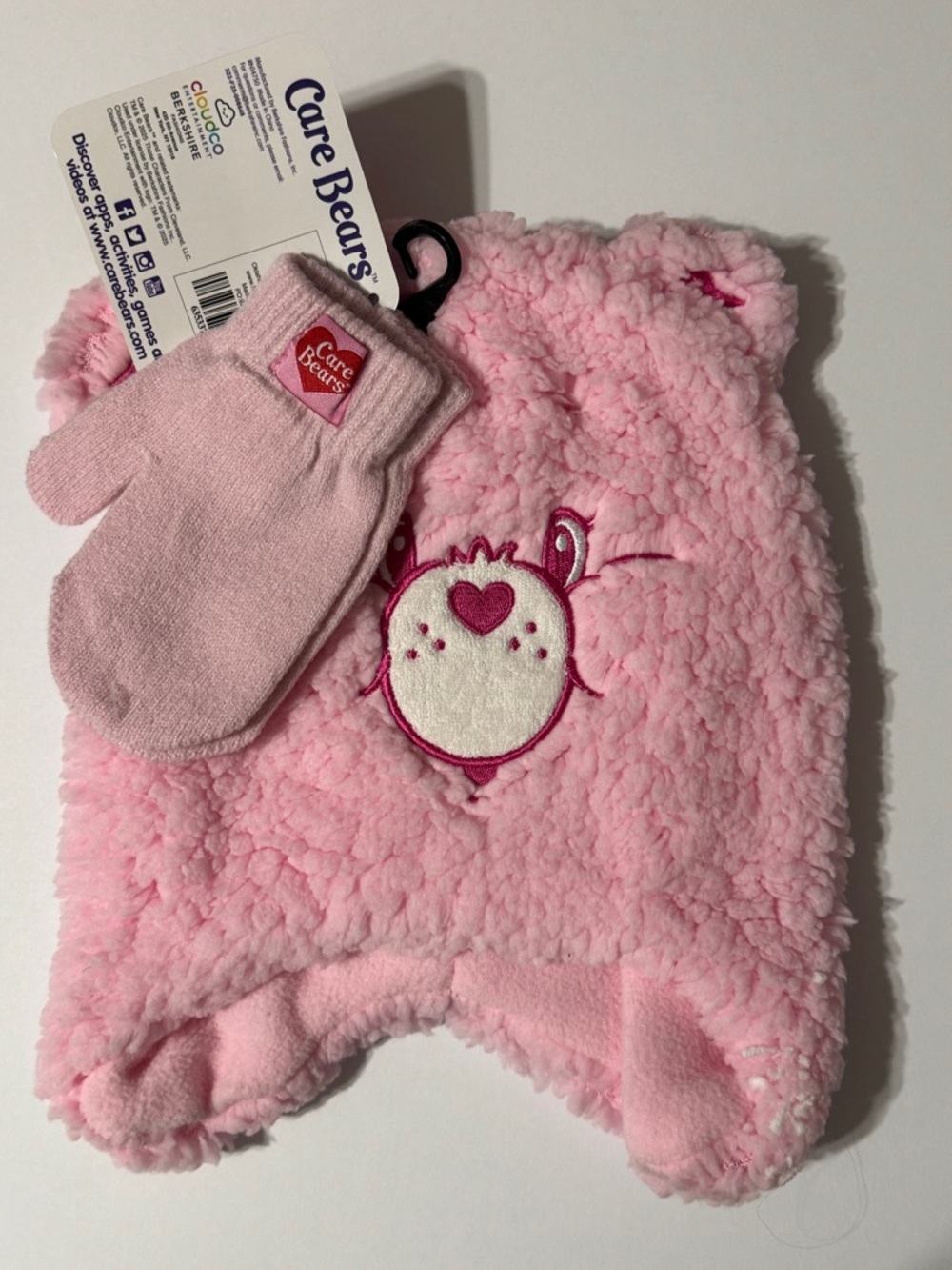 Care Bears Pink Sherpa Beanie and Mittens Set